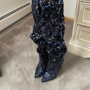 Over the knee sparkly boots
